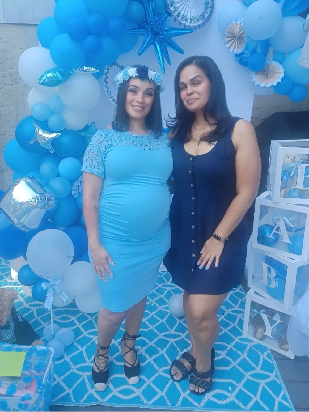 Sky Blue Lace Medium Maternity Dress